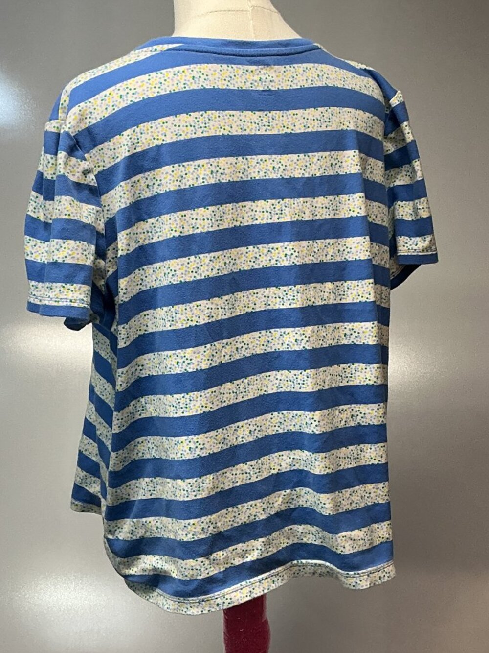 Kim Rogers Perfectly Soft XXL Blue Striped Cotton Tee Coastal Cottagecore - Picture 5 of 10